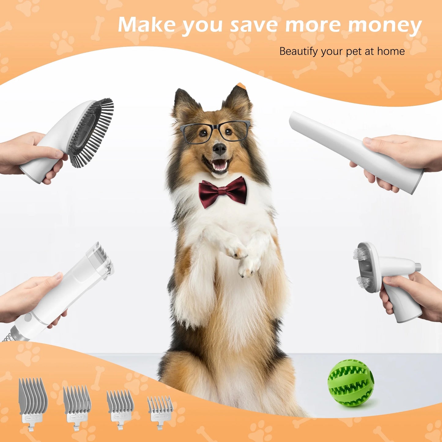 Dog Grooming Vacuum,4-In-1 Kit,Low Noise Dog Clippers and Grooming Supplies,9-Pack