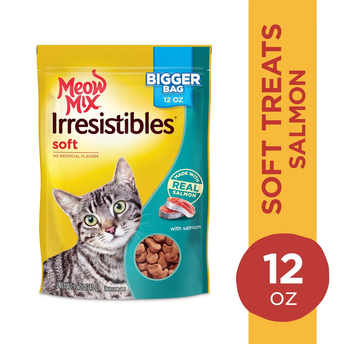 (5 Pack)  Irresistibles Soft Cat Treats with Salmon, 12 Oz Bag