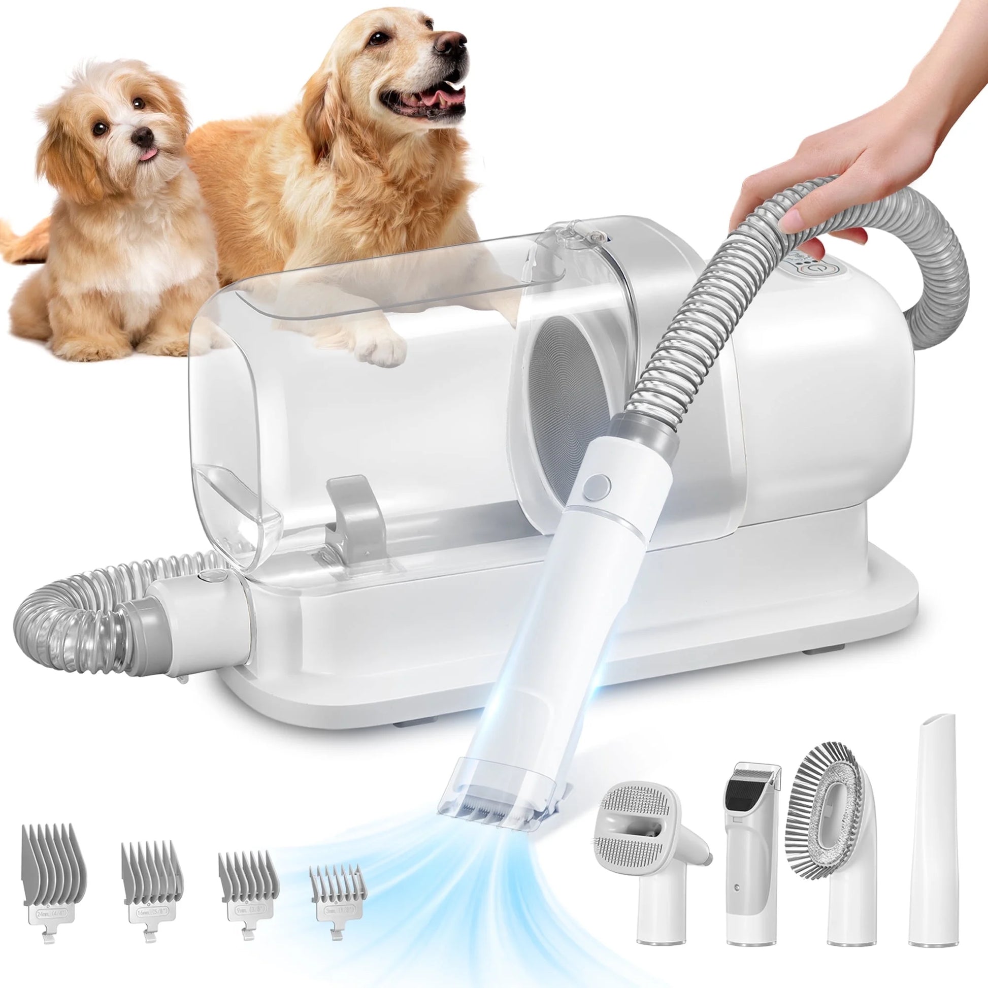 Dog Grooming Vacuum,4-In-1 Kit,Low Noise Dog Clippers and Grooming Supplies,9-Pack