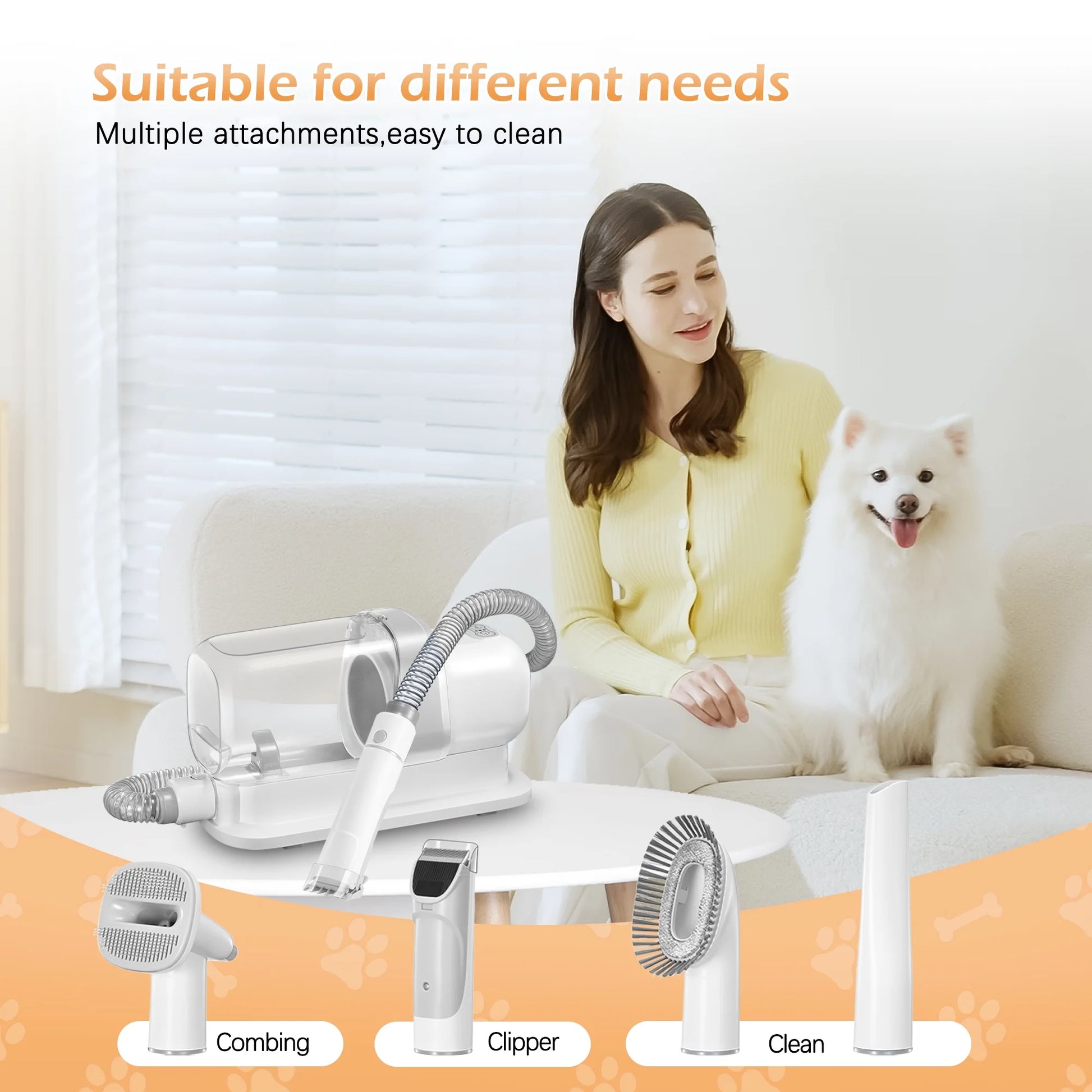 Dog Grooming Vacuum,4-In-1 Kit,Low Noise Dog Clippers and Grooming Supplies,9-Pack