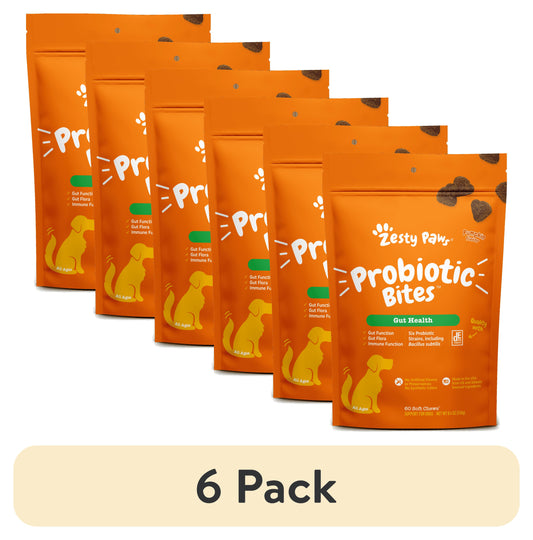 (6 Pack)  Probiotic Bites for Dogs, to Support Gut Health, Pumpkin 60Ct