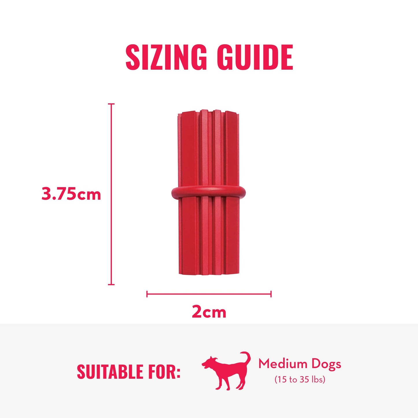 KONG Dental Stick for Dog Dental Care - Stuffable Chew Toy - Provides Chewing Outlet & Satisfies Instinctual Needs - Cleans Teeth & Gums - Made with Durable Natural Rubber - for Medium Dogs