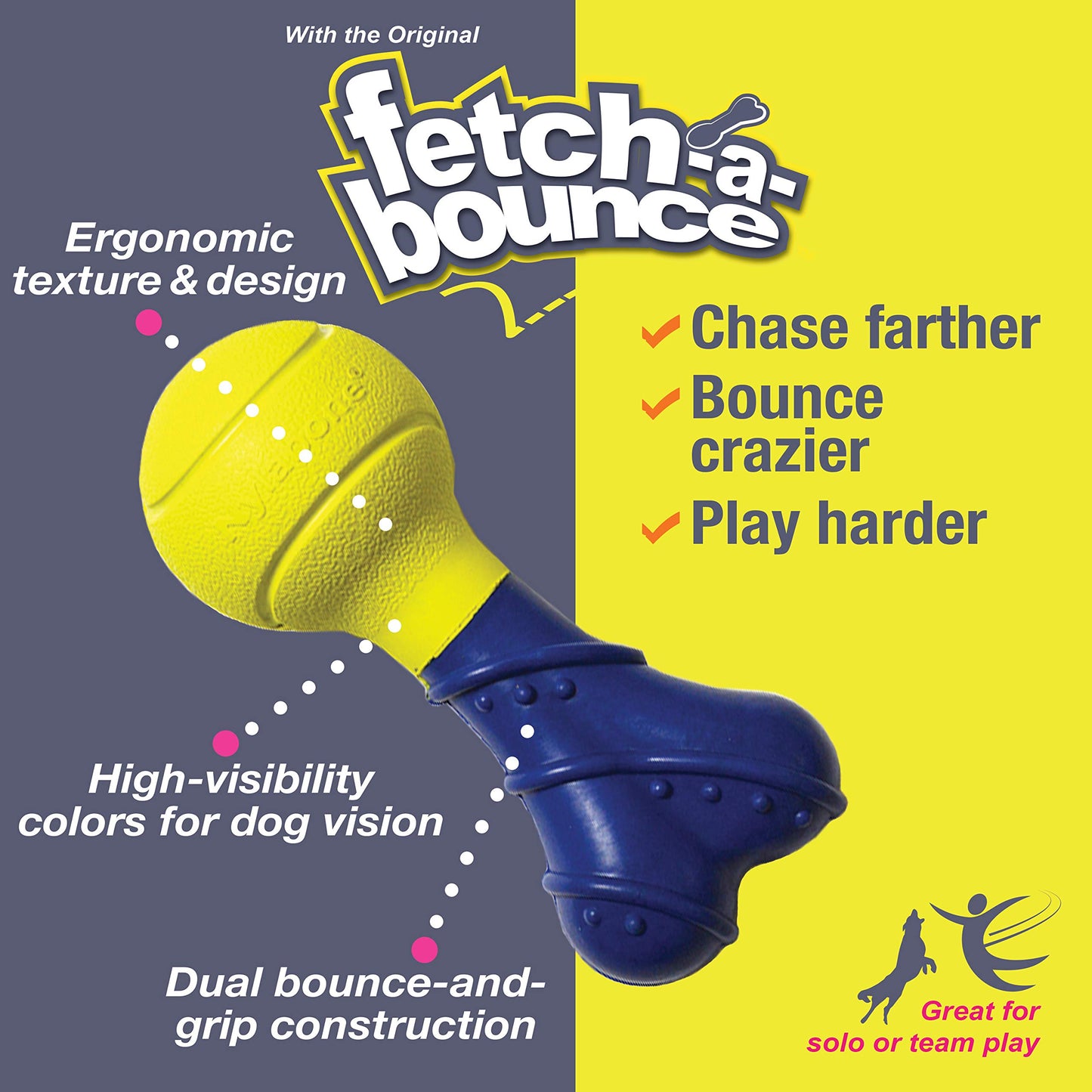 Nylabone Power Play Crazy Ball Interactive Play Toy, Fetch Ball Toy for Dogs, Large (1 Count)