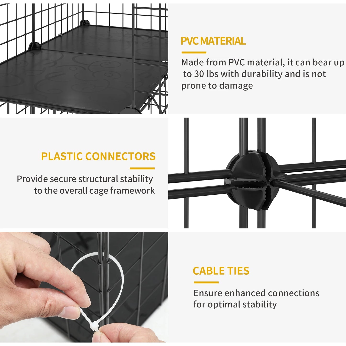 2-Tier Cat Cage,Indoor Pet Cage,Versatile DIY Pet Playpen Cat Kennel with Removable Metal Wiring,For Small Cats, Ferrets, Chinchillas, Kittens,28"L X 14.1"W X 28"H,Black