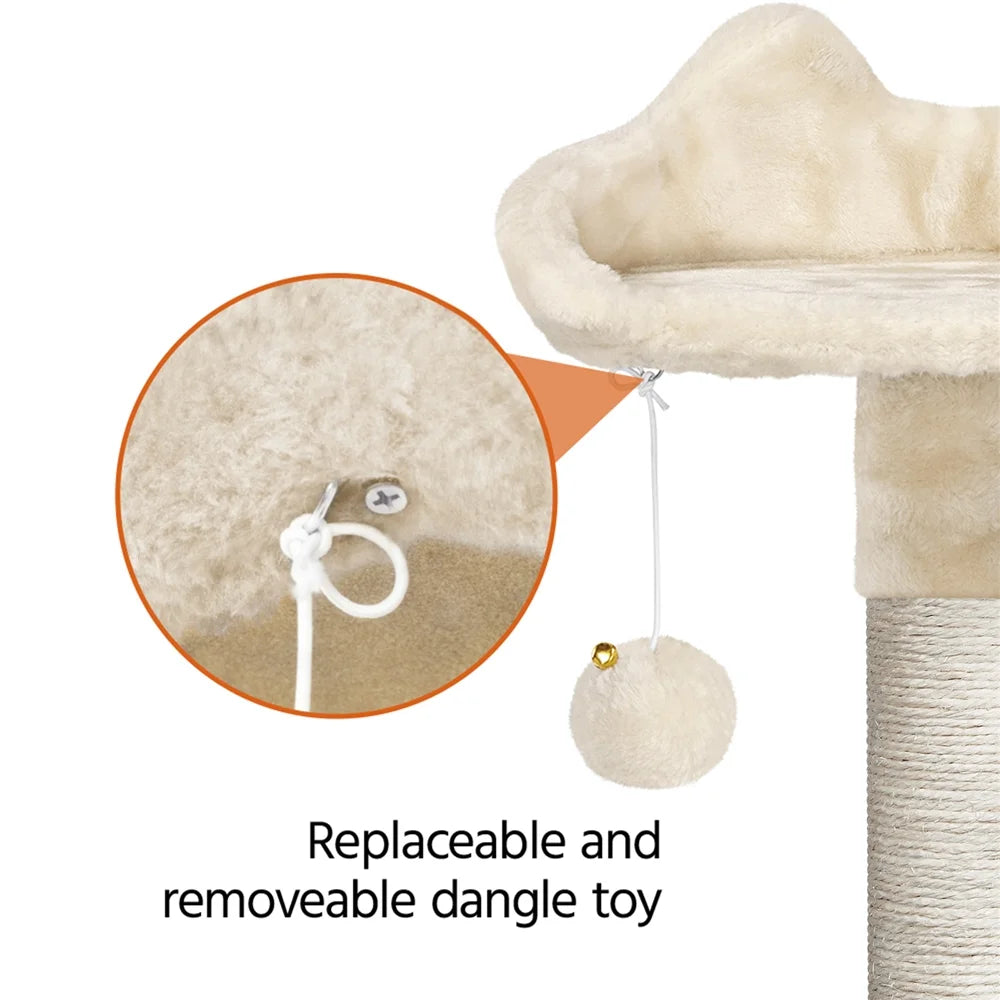 64.5"H Multi-Level Cat Tree Tower with Condos and Perches, Beige